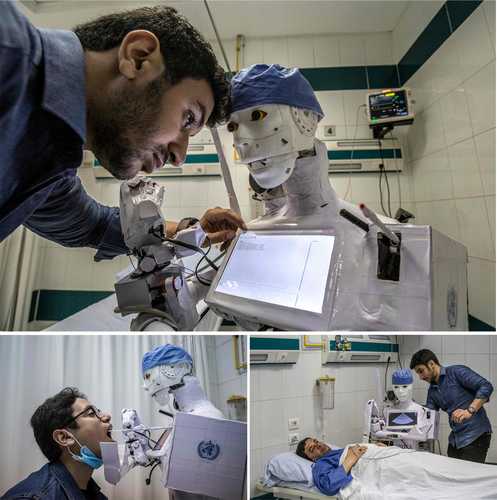 Mahmoud el-Koumi, un ingeniero egipcio, prueba su prototipo que recaba muestras de posibles contagiados de Covid-19 para apoyar al personal médico y reducir su exposición a la enfermedad.