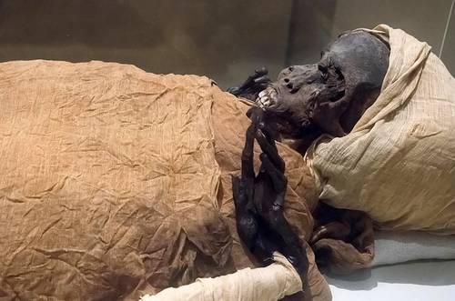 Momia del rey Seqenenre Taa II, El Bravo, quien gobernó en el suroeste de Egipto ca. 1600 aC.