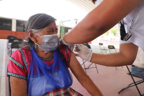 Vacunación anti-Covid en uno de los 10 módulos instalados en Ecatepec, estado de México.