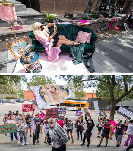 Seguidores de la Princesa del pop durante una manifestación en Los Ángeles en apoyo a la cantante.
