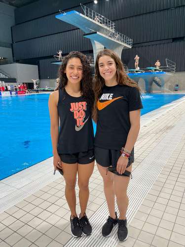 La subcampeona olímpica de Londres 2012, Alejandra Orozco (der.), y Gabriela Agúndez entrenan juntas desde 2020, aunque desde hace un lustro compiten en los sincronizados de 10 metros.