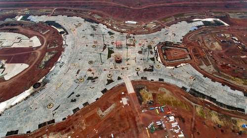 Vista aérea del fallido proyecto del aeropuerto en Texcoco.