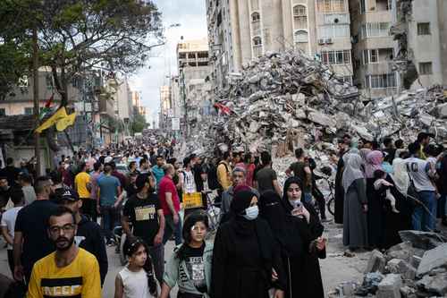 Destrucción tras 11 días de asedio israelí en la ciudad de Gaza.