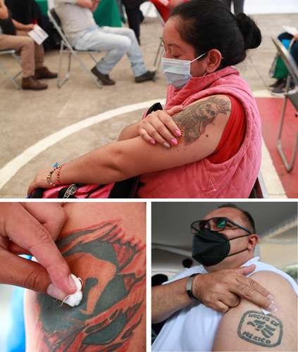 La Jornada: De dragones a la Santa Muerte, la vacunación de adultos de 40 a  49 es un catálogo de tatuajes