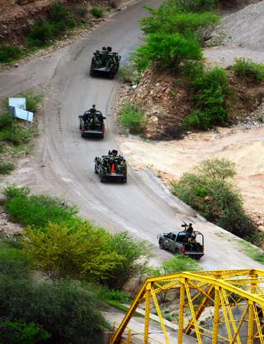 El primero de julio pasado integrantes del Ejército Mexicano realizaron patrullajes en la sierra de Valparaíso, Zacatecas, donde integrantes de los cárteles de Sinaloa y Jalisco Nueva generación se han enfrentado por controlar esta región, estratégica para sus operaciones delictivas de producción y transporte de drogas.