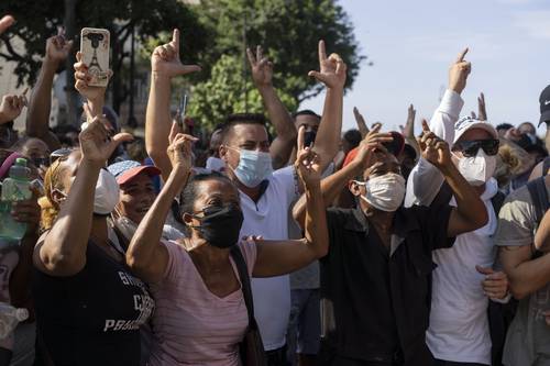 Manifestantes antigubernamentales, el domingo pasado en La Habana.