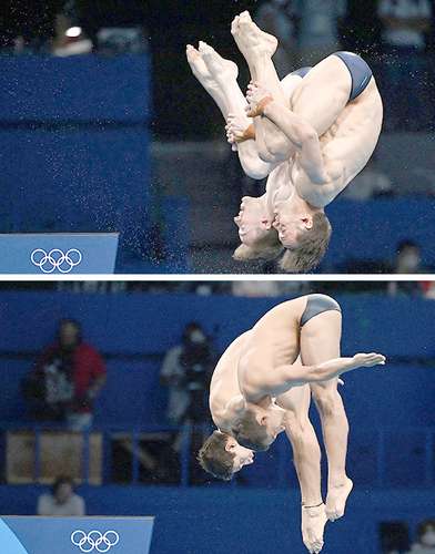 Los británicos Thomas Daley y Matty Lee (arriba) fueron los ganadores de la prueba, mientras los mexicanos Kevin Berlín y Diego Balleza (sobre estas líneas) se mostraron satisfechos con su resultado al ser una pareja nueva que los jueces están conociendo.