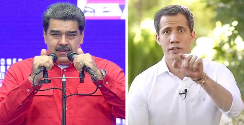 El presidente de Venezuela, Nicolás Maduro (en imagen de hace unos días), retuiteó ayer la ratificación del canciller Marcelo Ebrard sobre el comienzo de negociaciones con la oposición en la Ciudad de México este viernes. A la derecha, el líder Juan Guaidó, quien ayer aseguró que su objetivo en el diálogo es “recuperar la democracia”.