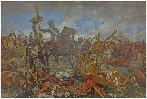 Batalla de Otumba, de Manuel Ramírez Ibáñez, pintura incluida en el libro 1521: la Conquista de México en el arte.