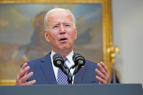  El presidente Joe Biden habló ayer desde la Casa Blanca con los líderes del G-7.