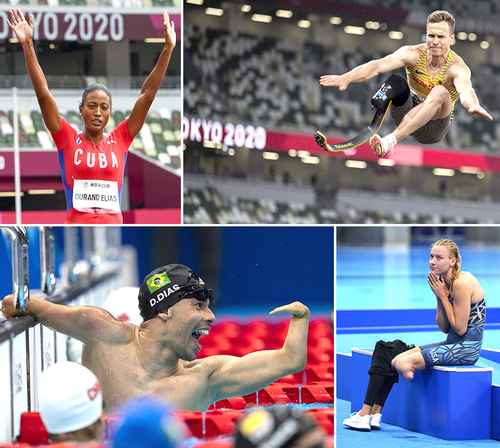 Arriba, la cubana Omara Durand y el alemán Markus Rehm. Abajo, los nadadores Daniel Dias, de Brasil, y la estadunidense Jessica Long.