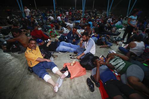 Migrantes en Huixtla, Chiapas, el 4 de septiembre. La caravana fue disuelta al día siguiente.