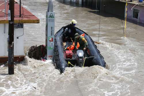 Tras las fuertes lluvias, la localidad hidalguense sufrió una anegación de más de tres metros de altura.