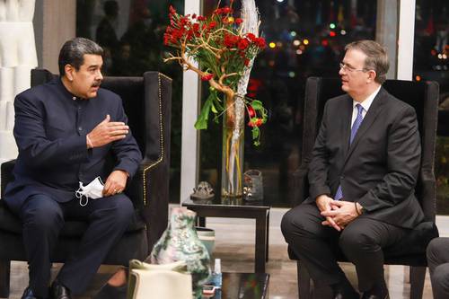 El presidente de Venezuela, Nicolás Maduro, fue recibido anoche por el titular de la SRE, Marcelo Ebrard.