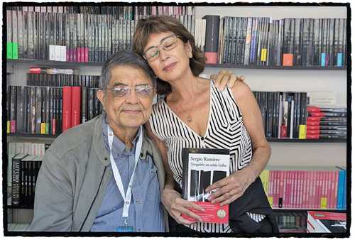 Sergio Ramírez y Pilar del Río, traductora y viuda del escritor portugués José Saramago.