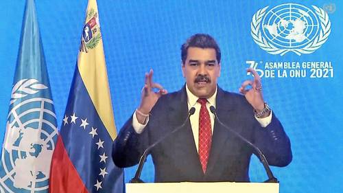 El presidente de Venezuela, Nicolás Maduro, en su discurso ante la Asamblea General de la ONU, ayer.
