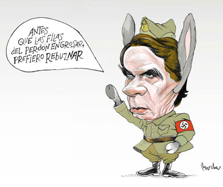 La viñeta de La Jornada que disfraza a Aznar de burro y nazi