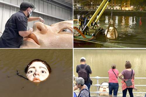 Entre las turbias aguas del río Nervión, en la ciudad de Bilbao, en el País Vasco, se colocó Bihar (Mañana, en euskera) la escultura del artista mexicano para reflexionar sobre “lo que puede suceder si seguimos apostando por modelos no sostenibles que contribuyen al cambio climático”. El rostro realista de una joven mira al cielo mientras la marea sube y baja entre el Museo Guggenheim y el puente Zubizuri, de Calatrava.