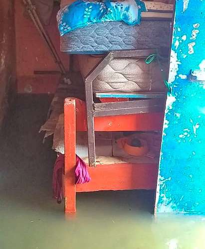 Una de las viviendas anegadas en el municipio de Lerdo de Tejada, por las intensas lluvias del fin de semana.