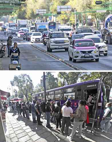 El regreso al color verde del semáforo epidemiológico trajo consigo largas filas para abordar el transporte público y caos en distintas vialidades como Paseo de la Reforma, Circuito Interior y Eje Central Lázaro Cárdenas, debido al regreso a clases y a las oficinas.