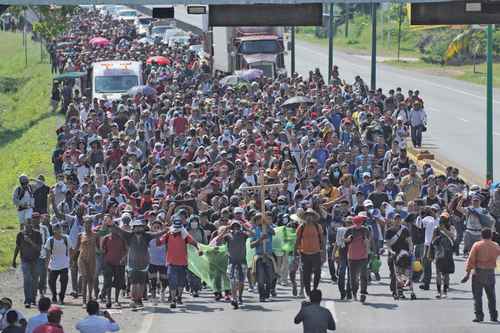 El contingente llegó ayer a Huehuetán, de donde se prevé que saldrán este lunes rumbo a Huixtla, en Chiapas.