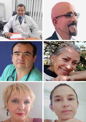  En el sentido de costumbre, Mario Peñaloza, Guadalupe Chávez, Isabel Martínez, Alejandra Galindo, Svetlana Tkachenko y Miguel Maldonado. Foto cortesía de los trabajadores sanitarios