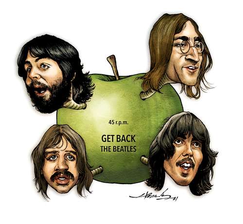 Los Beatles en una ilustración del monero Hernández.