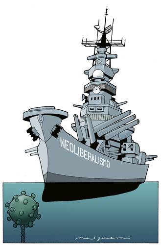 Cartón del monero Helguera publicado el 28 de marzo de 2020 por bajo el título Mina, galardonado este año con el Premio Nacional de Periodismo