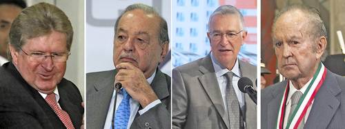 Germán Larrea, Carlos Slim, Ricardo Salinas Pliego y Alberto Bailleres, en conjunto se quedan con un 10% del PIB.