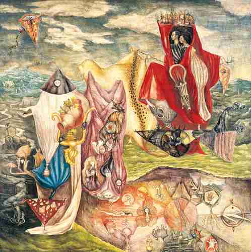 u En la pintura Chiki, ton pays (Chiki, tu país, 1944), Leonora Carrington expresa su experiencia de exilio.