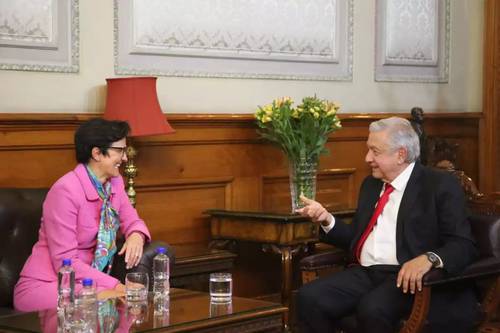 Jane Fraser y Andrés Manuel López Obrador en Palacio Nacional en agosto del año pasado.