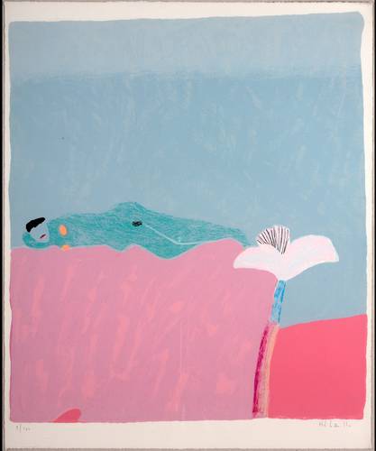 Hombre recostado, 1985, pintura de Joy Laville que forma parte de la exposición.