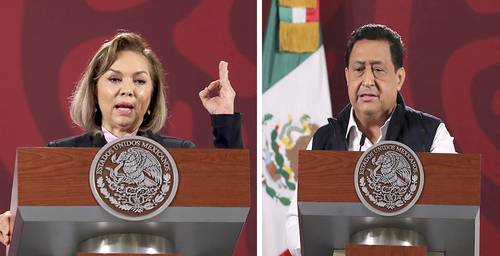 Cecilia Margarita Sánchez y César Pecero, candidatos a dirigir el Sindicato de Trabajadores Petroleros de la República Mexicana, expusieron ayer sus plataformas electorales durante la conferencia matutina de Presidencia.