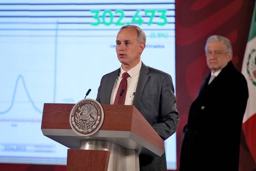 El subsecretario de Salud acudió ayer a la conferencia matutina en Palacio Nacional.