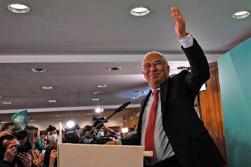 El premier Antonio Costa al anunciar ayer la victoria en las legislativas de Portugal.