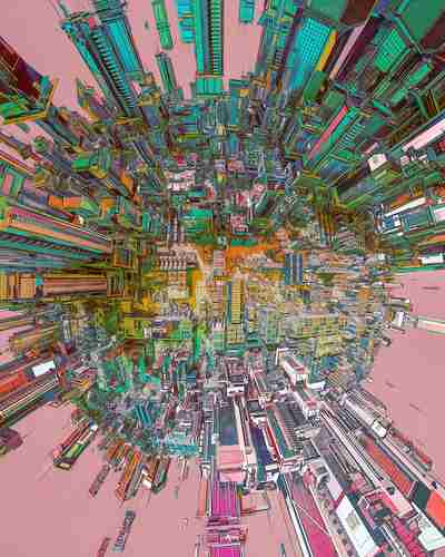 Complex World, pieza de Beeple, tomada de la cuenta de Twitter del artista digital.