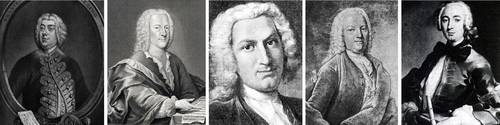 En el orden de costumbre, Johann David Heinichen, Georg Philipp Telemann, Jan Dismas Zelenka, Johann Georg Pisendel y Johann Joachim Quantz.