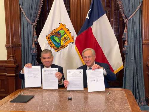 Los gobernadores de Coahuila y Texas, Miguel Ángel Riquelme y Greg Abbott, acordaron trabajar de manera estrecha con la finalidad de aumentar la seguridad en la frontera.