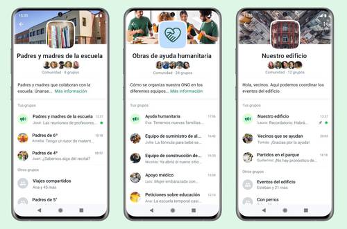 WhatsApp prueba una nueva característica llamada Comunidades para organizar grupos en estructuras más grandes que podrían ser utilizadas en los lugares de trabajo o las escuelas. La nueva función permitirá ampliar los grupos, que ahora tienen un límite de 256 usuarios, a una comunidad de miles de personas. La empresa explicó que no había planes de cobrar por la nueva función, que aún está en pruebas, pero no descartó ofrecer “funciones premium a las empresas” en el futuro.