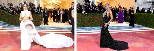 Las cantautoras Camila Cabello y Janelle Monae durante la alfombra roja de la gala MET.