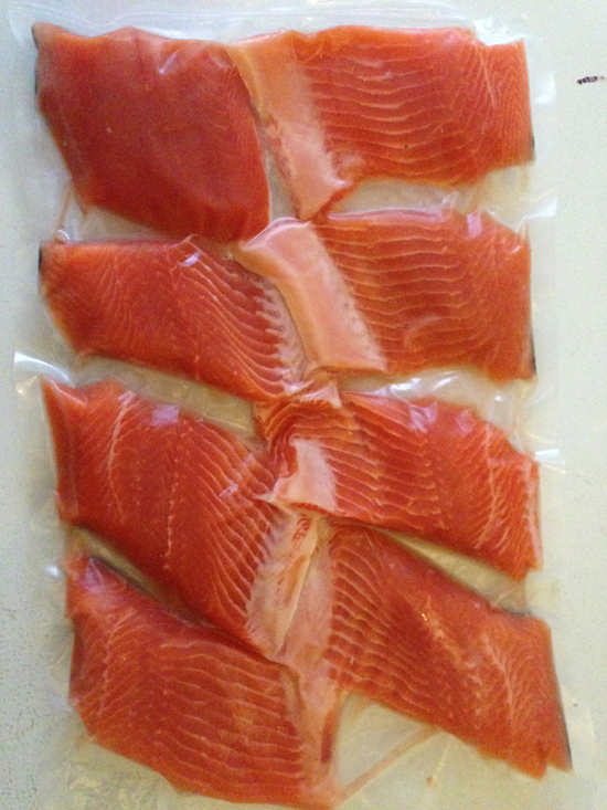 Postas de trucha salmonada.