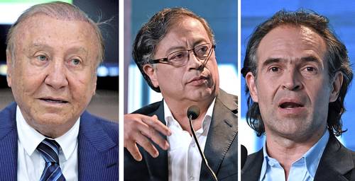 Rodolfo Hernández, candidato independiente (izquierda), podría dar la sorpresa y pasar a segunda vuelta; el ex guerrillero Gustavo Petro y favorito en las encuestas (centro) espera lograr un triunfo contundente hoy. El abanderado del oficialismo, Federico Fico Gutiérrez, es el segundo en los sondeos de intención de voto.