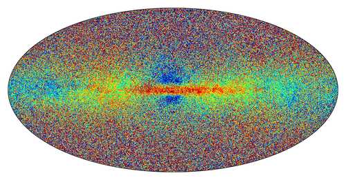 Vista del cielo proporcionada por la ESA que ofrece una muestra de las estrellas de la Vía Láctea. El color indica la metalicidad estelar. Los astros más rojos son los más ricos.