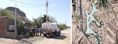 Trabajadores del ayuntamiento de Hermosillo, Sonora, abastecen tinacos con agua potable a habitantes de la colonia Las Cuevas. Los vecinos denunciaron que el servicio se les otorga una vez cada 15 días. “Es una injusticia que los políticos sí tengan agua, que las colonias como Las Riberas tienen lagunas de lujo en pleno desierto”, denunció Carmen Valenzuela, de 68 años, vecina de la colonia López Portillo, en la capital sonorense.