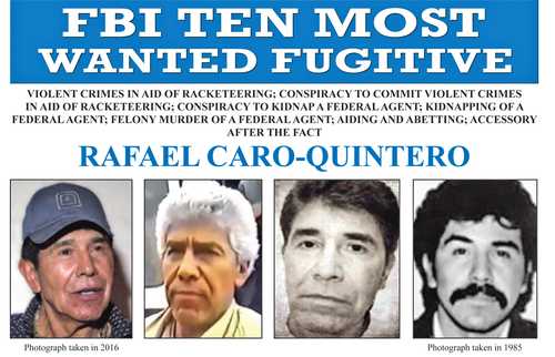 Esta imagen publicada por la FBI muestra el cartel de búsqueda de Rafael Caro Quintero.