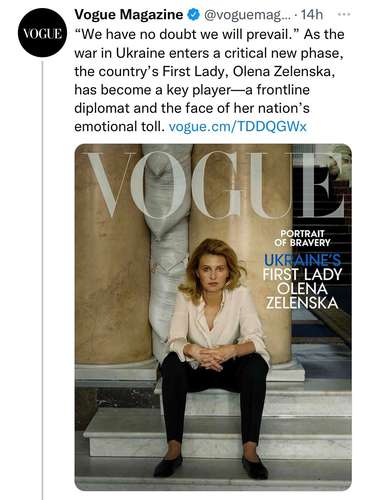 Usuarios de redes sociales criticaron que Olena Zelenska y su esposo posen para la revista mientras su país está en guerra.