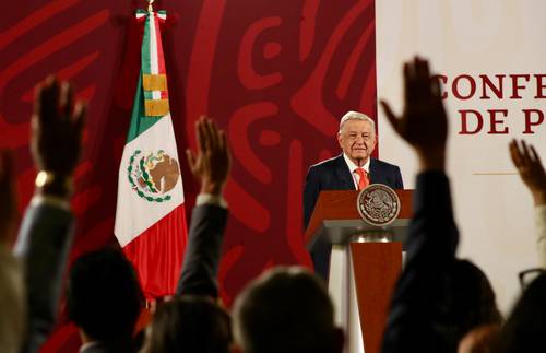 El presidente Andrés Manuel López Obrador en su conferencia matutina de ayer, en Palacio Nacional.