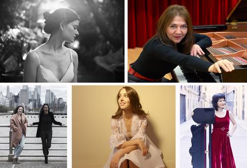 t La edición 25 del Festival Internacional de Piano en Blanco y Negro se celebrará en el Cenart con un programa de 10 conciertos entre el 3 de septiembre y el 2 de octubre en el Auditorio Blas Galindo. Arriba, las pianistas Ana Gabriela Fernández y María Paz Santibáñez. Abajo, el dúo Guevara-Zhelezova y las intérpretes Daniela Liebman y Noelia Rodiles.