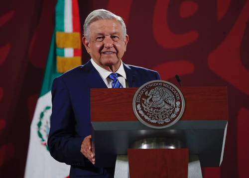 El presidente Andrés Manuel López Obrador, durante la conferencia mañanera de ayer en Palacio Nacional.