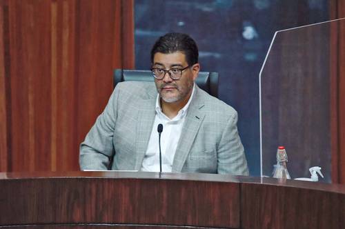 El magistrado presidente Reyes Rodríguez, el pasado 16 de noviembre en la sesión presencial pública de la sala superior del TEPJF, en la Ciudad de México.